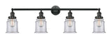 215-BK-G182 4-Light 42" Matte Black Bath Vanity Light - Clear Canton Glass - LED Bulb - Dimmensions: 42 x 7.5 x 11.25 - Glass Up or Down: Yes