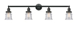 215-BK-G184S 4-Light 42" Matte Black Bath Vanity Light - Seedy Small Canton Glass - LED Bulb - Dimmensions: 42 x 7.5 x 11.25 - Glass Up or Down: Yes