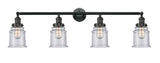 215-BK-G184 4-Light 42" Matte Black Bath Vanity Light - Seedy Canton Glass - LED Bulb - Dimmensions: 42 x 7.5 x 11.25 - Glass Up or Down: Yes