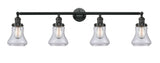 215-BK-G192 4-Light 42.25" Matte Black Bath Vanity Light - Clear Bellmont Glass - LED Bulb - Dimmensions: 42.25 x 7.625 x 10.5 - Glass Up or Down: Yes