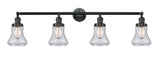 215-BK-G194 4-Light 42.25" Matte Black Bath Vanity Light - Seedy Bellmont Glass - LED Bulb - Dimmensions: 42.25 x 7.625 x 10.5 - Glass Up or Down: Yes