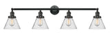 215-BK-G44 4-Light 43.75" Matte Black Bath Vanity Light - Seedy Large Cone Glass - LED Bulb - Dimmensions: 43.75 x 8.375 x 10 - Glass Up or Down: Yes