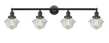 215-BK-G532 4-Light 46" Matte Black Bath Vanity Light - Clear Small Oxford Glass - LED Bulb - Dimmensions: 46 x 9 x 10 - Glass Up or Down: Yes