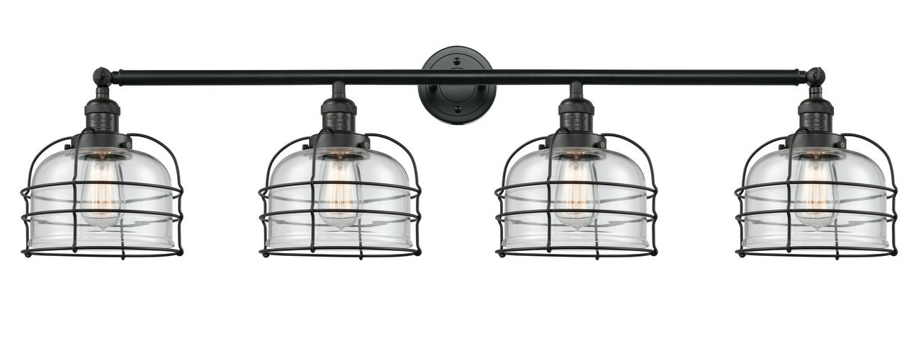 215-BK-G72-CE-LED 4-Light 44" Bell Cage Matte Black Bath Vanity Lights LED
