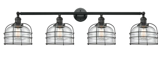 215-BK-G72-CE-LED 4-Light 44" Bell Cage Matte Black Bath Vanity Lights LED