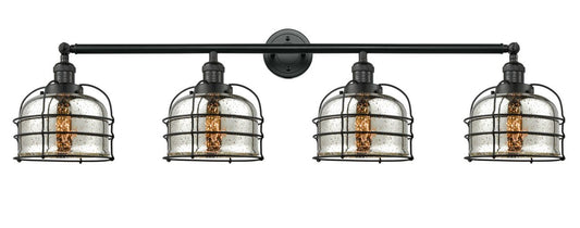 215-BK-G78-CE-LED 4-Light 45" Bell Cage Matte Black Bath Vanity Light LED
