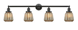 215-OB-G146 4-Light 42.25" Oil Rubbed Bronze Bath Vanity Light - Mercury Plated Chatham Glass - LED Bulb - Dimmensions: 42.25 x 7.625 x 10.75 - Glass Up or Down: Yes