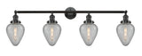 215-OB-G165 4-Light 43" Oil Rubbed Bronze Bath Vanity Light - Clear Crackle Geneseo Glass - LED Bulb - Dimmensions: 43 x 8 x 13.25 - Glass Up or Down: Yes