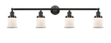 215-OB-G181S 4-Light 42" Oil Rubbed Bronze Bath Vanity Light - Matte White Small Canton Glass - LED Bulb - Dimmensions: 42 x 7.5 x 11.25 - Glass Up or Down: Yes