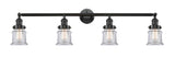 215-OB-G182S 4-Light 42" Oil Rubbed Bronze Bath Vanity Light - Clear Small Canton Glass - LED Bulb - Dimmensions: 42 x 7.5 x 11.25 - Glass Up or Down: Yes