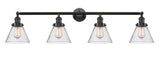 215-OB-G44 4-Light 43.75" Oil Rubbed Bronze Bath Vanity Light - Seedy Large Cone Glass - LED Bulb - Dimmensions: 43.75 x 8.375 x 10 - Glass Up or Down: Yes