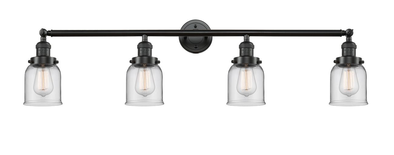 215-OB-G52 4-Light 42" Oil Rubbed Bronze Bath Vanity Light - Clear Small Bell Glass - LED Bulb - Dimmensions: 42 x 7 x 9.75 - Glass Up or Down: Yes