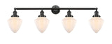215-OB-G661-7 4-Light 45.75" Oil Rubbed Bronze Bath Vanity Light - Matte White Cased Small Bullet Glass - LED Bulb - Dimmensions: 45.75 x 8 x 15 - Glass Up or Down: Yes
