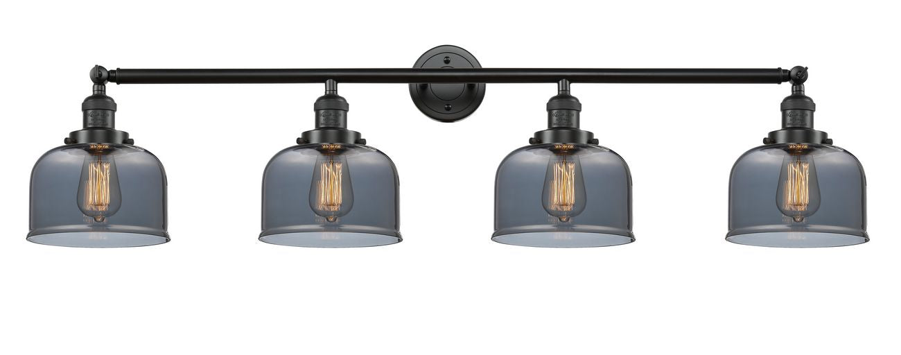 215-OB-G73 4-Light 44" Oil Rubbed Bronze Bath Vanity Light - Plated Smoke Large Bell Glass - LED Bulb - Dimmensions: 44 x 8.5 x 9.75 - Glass Up or Down: Yes