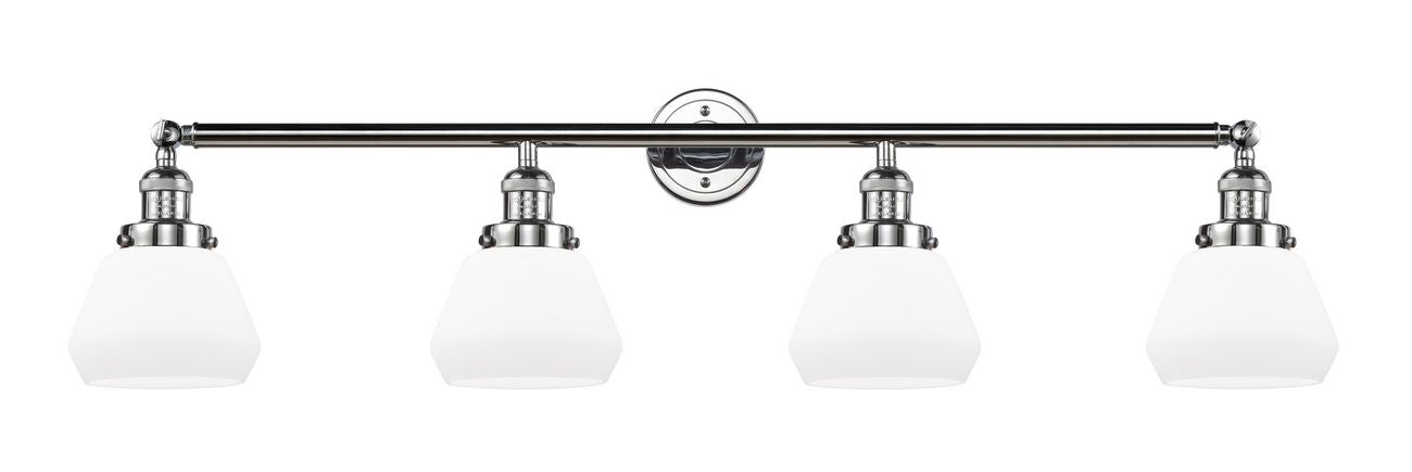 215-PC-G171 4-Light 42.75" Polished Chrome Bath Vanity Light - Matte White Cased Fulton Glass - LED Bulb - Dimmensions: 42.75 x 7.875 x 9.25 - Glass Up or Down: Yes