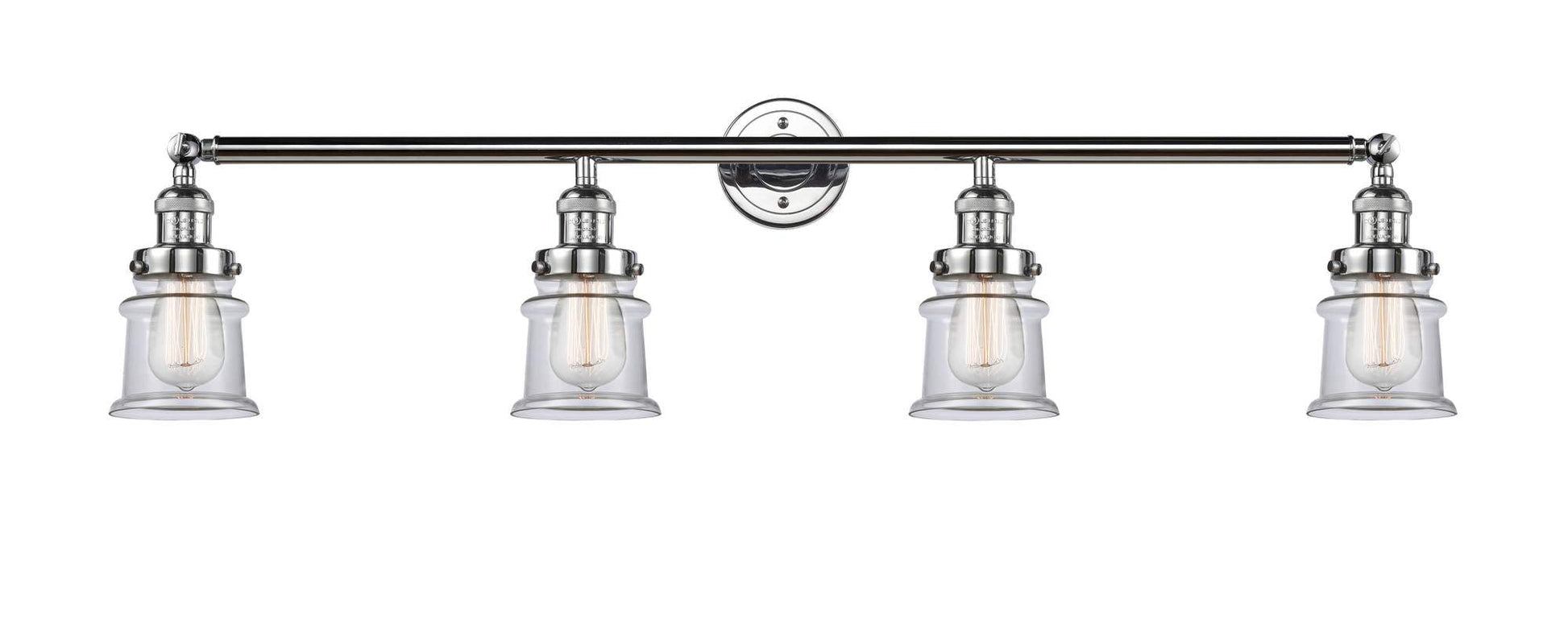 215-PC-G182S 4-Light 42" Polished Chrome Bath Vanity Light - Clear Small Canton Glass - LED Bulb - Dimmensions: 42 x 7.5 x 11.25 - Glass Up or Down: Yes