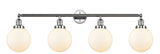 215-PC-G201-8 4-Light 44" Polished Chrome Bath Vanity Light - Matte White Cased Beacon Glass - LED Bulb - Dimmensions: 44 x 9.125 x 14.125 - Glass Up or Down: Yes