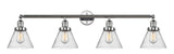 215-PC-G44 4-Light 43.75" Polished Chrome Bath Vanity Light - Seedy Large Cone Glass - LED Bulb - Dimmensions: 43.75 x 8.375 x 10 - Glass Up or Down: Yes