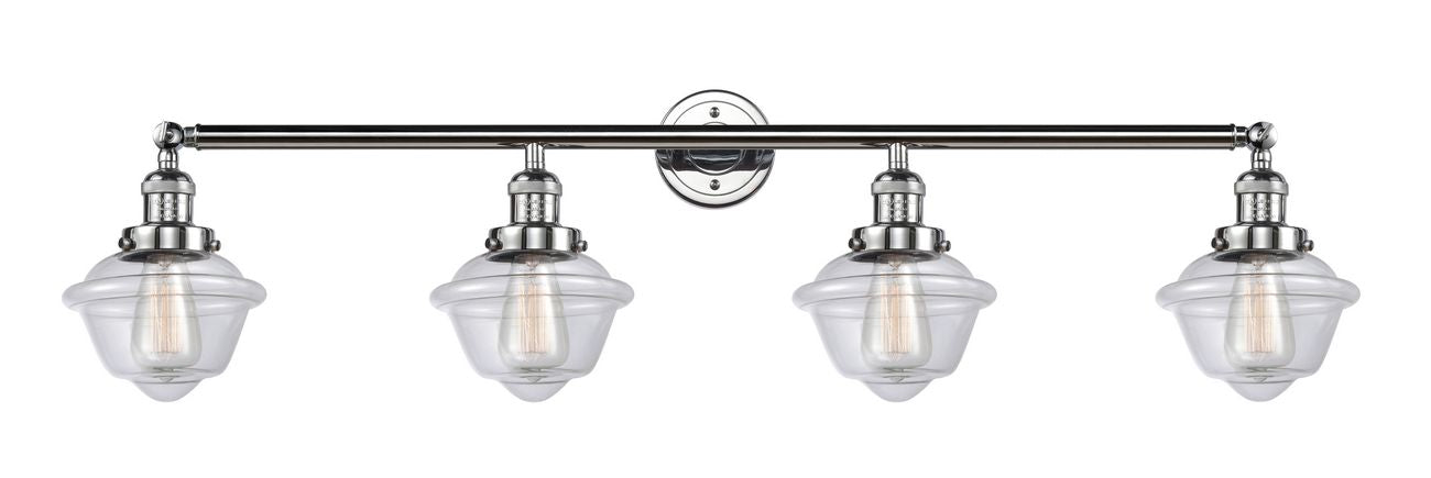 215-PC-G532 4-Light 46" Polished Chrome Bath Vanity Light - Clear Small Oxford Glass - LED Bulb - Dimmensions: 46 x 9 x 10 - Glass Up or Down: Yes
