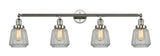215-PN-G142 4-Light 42.25" Polished Nickel Bath Vanity Light - Clear Chatham Glass - LED Bulb - Dimmensions: 42.25 x 7.625 x 10.75 - Glass Up or Down: Yes