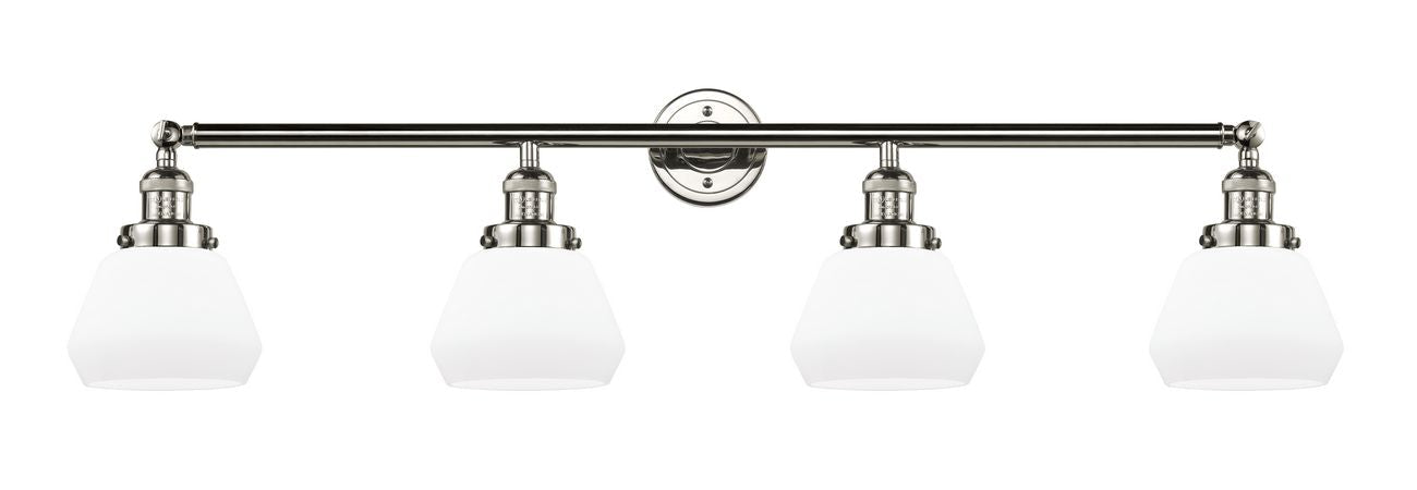 215-PN-G171 4-Light 42.75" Polished Nickel Bath Vanity Light - Matte White Cased Fulton Glass - LED Bulb - Dimmensions: 42.75 x 7.875 x 9.25 - Glass Up or Down: Yes