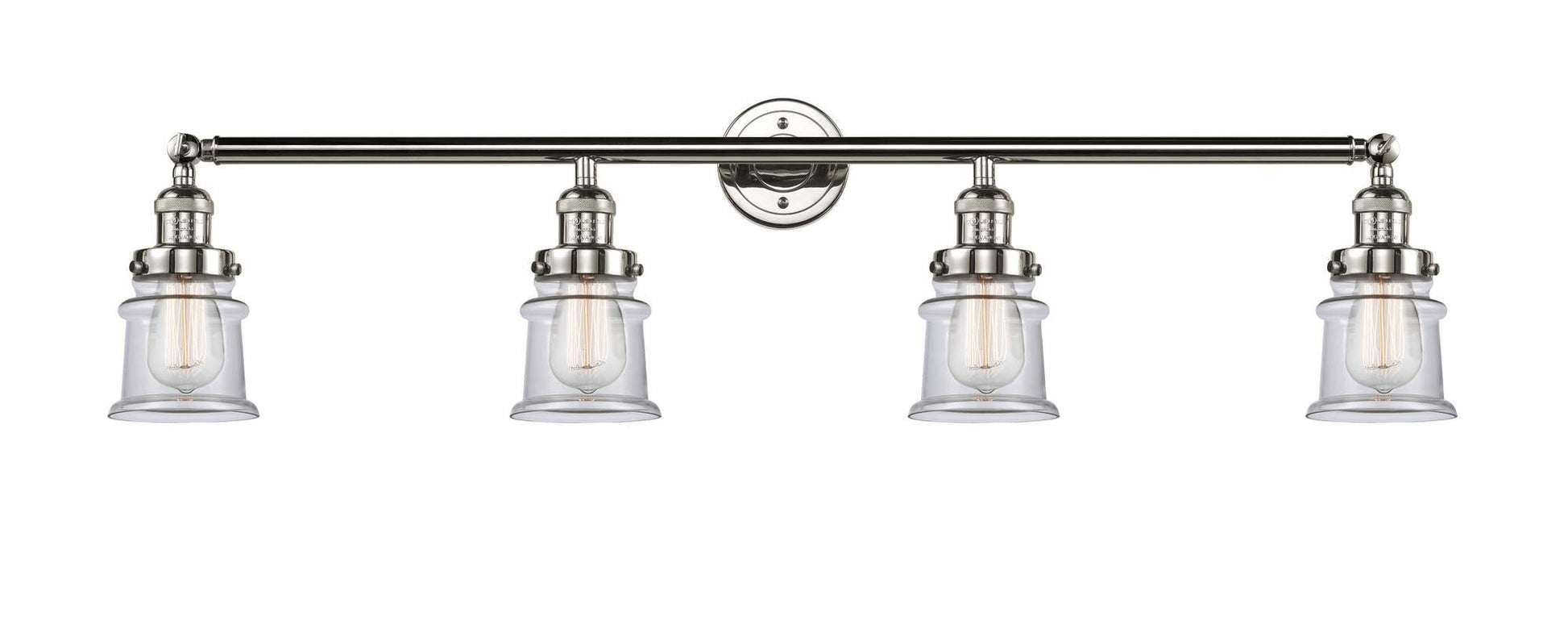 215-PN-G182S 4-Light 42" Polished Nickel Bath Vanity Light - Clear Small Canton Glass - LED Bulb - Dimmensions: 42 x 7.5 x 11.25 - Glass Up or Down: Yes