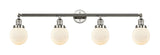 215-PN-G201-6 4-Light 42" Polished Nickel Bath Vanity Light - Matte White Cased Beacon Glass - LED Bulb - Dimmensions: 42 x 8.125 x 12.125 - Glass Up or Down: Yes