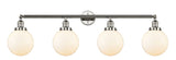 215-PN-G201-8 4-Light 44" Polished Nickel Bath Vanity Light - Matte White Cased Beacon Glass - LED Bulb - Dimmensions: 44 x 9.125 x 14.125 - Glass Up or Down: Yes