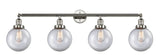 215-PN-G202-8 4-Light 44" Polished Nickel Bath Vanity Light - Clear Beacon Glass - LED Bulb - Dimmensions: 44 x 9.125 x 14.125 - Glass Up or Down: Yes