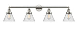215-PN-G44 4-Light 43.75" Polished Nickel Bath Vanity Light - Seedy Large Cone Glass - LED Bulb - Dimmensions: 43.75 x 8.375 x 10 - Glass Up or Down: Yes