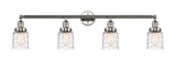 215-PN-G513 4-Light 42" Polished Nickel Bath Vanity Light - Clear Deco Swirl Small Bell Glass - LED Bulb - Dimmensions: 42 x 7 x 9.75 - Glass Up or Down: Yes