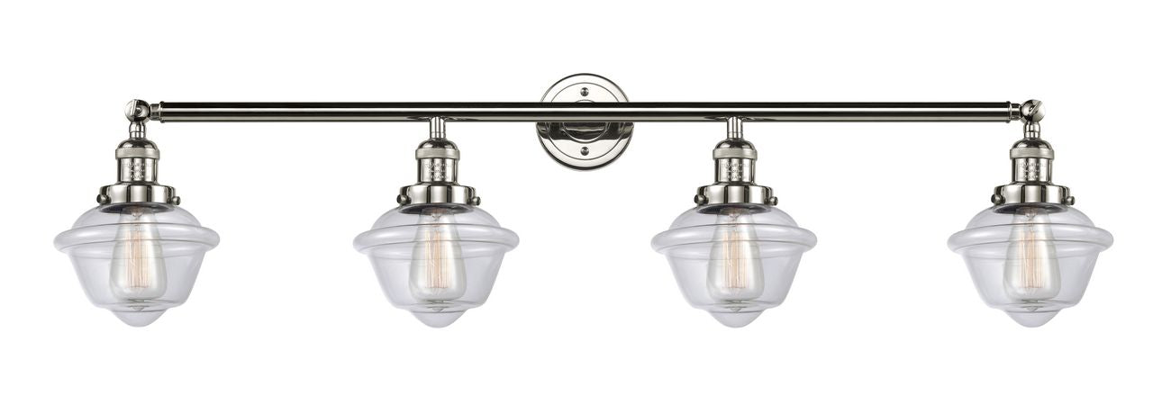 215-PN-G532 4-Light 46" Polished Nickel Bath Vanity Light - Clear Small Oxford Glass - LED Bulb - Dimmensions: 46 x 9 x 10 - Glass Up or Down: Yes