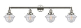 215-PN-G534 4-Light 46" Polished Nickel Bath Vanity Light - Seedy Small Oxford Glass - LED Bulb - Dimmensions: 46 x 9 x 10 - Glass Up or Down: Yes