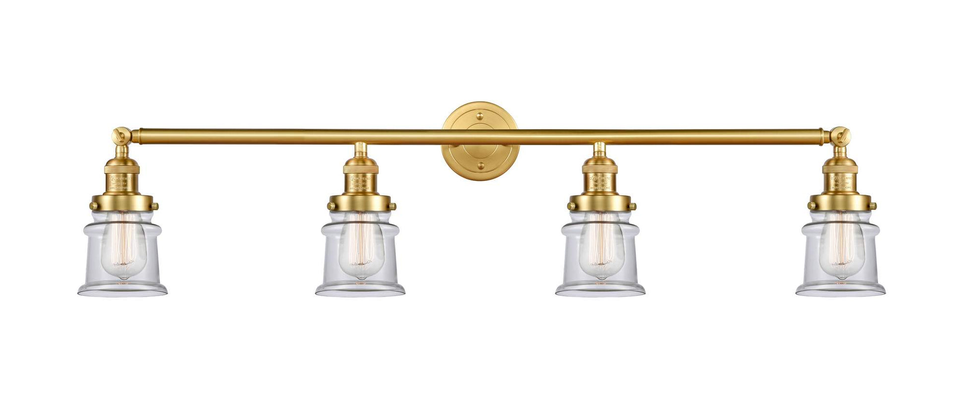 215-SG-G182S 4-Light 42" Satin Gold Bath Vanity Light - Clear Small Canton Glass - LED Bulb - Dimmensions: 42 x 7.5 x 11.25 - Glass Up or Down: Yes