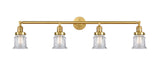 215-SG-G182S 4-Light 42" Satin Gold Bath Vanity Light - Clear Small Canton Glass - LED Bulb - Dimmensions: 42 x 7.5 x 11.25 - Glass Up or Down: Yes