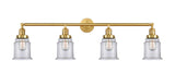215-SG-G182 4-Light 42" Satin Gold Bath Vanity Light - Clear Canton Glass - LED Bulb - Dimmensions: 42 x 7.5 x 11.25 - Glass Up or Down: Yes
