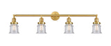 215-SG-G184S 4-Light 42" Satin Gold Bath Vanity Light - Seedy Small Canton Glass - LED Bulb - Dimmensions: 42 x 7.5 x 11.25 - Glass Up or Down: Yes