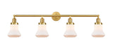 215-SG-G191 4-Light 42.25" Satin Gold Bath Vanity Light - Matte White Bellmont Glass - LED Bulb - Dimmensions: 42.25 x 7.625 x 10.5 - Glass Up or Down: Yes