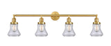 215-SG-G192 4-Light 42.25" Satin Gold Bath Vanity Light - Clear Bellmont Glass - LED Bulb - Dimmensions: 42.25 x 7.625 x 10.5 - Glass Up or Down: Yes