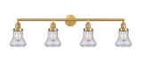 215-SG-G194 4-Light 42.25" Satin Gold Bath Vanity Light - Seedy Bellmont Glass - LED Bulb - Dimmensions: 42.25 x 7.625 x 10.5 - Glass Up or Down: Yes
