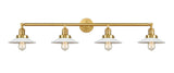 215-SG-G1 4-Light 44.5" Satin Gold Bath Vanity Light - White Halophane Glass - LED Bulb - Dimmensions: 44.5 x 9 x 6.5 - Glass Up or Down: Yes