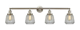 215-SN-G142 4-Light 42.25" Brushed Satin Nickel Bath Vanity Light - Clear Chatham Glass - LED Bulb - Dimmensions: 42.25 x 7.625 x 10.75 - Glass Up or Down: Yes