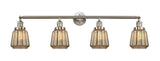 215-SN-G146 4-Light 42.25" Brushed Satin Nickel Bath Vanity Light - Mercury Plated Chatham Glass - LED Bulb - Dimmensions: 42.25 x 7.625 x 10.75 - Glass Up or Down: Yes