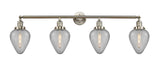 215-SN-G165 4-Light 43" Brushed Satin Nickel Bath Vanity Light - Clear Crackle Geneseo Glass - LED Bulb - Dimmensions: 43 x 8 x 13.25 - Glass Up or Down: Yes