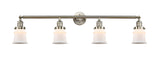 215-SN-G181S 4-Light 42" Brushed Satin Nickel Bath Vanity Light - Matte White Small Canton Glass - LED Bulb - Dimmensions: 42 x 7.5 x 11.25 - Glass Up or Down: Yes