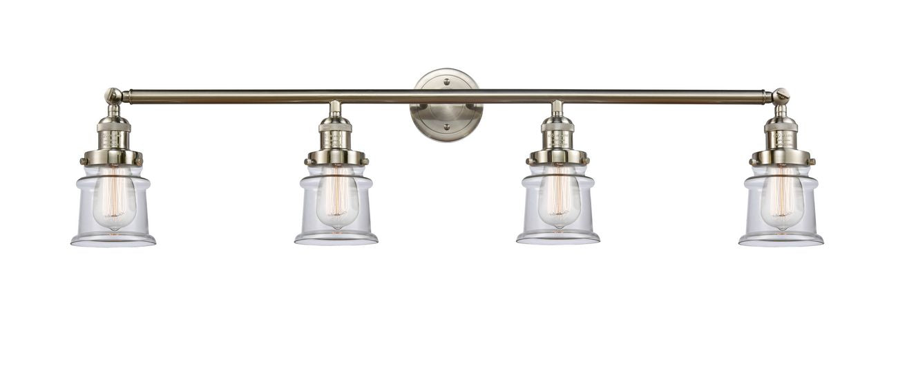 215-SN-G182S 4-Light 42" Brushed Satin Nickel Bath Vanity Light - Clear Small Canton Glass - LED Bulb - Dimmensions: 42 x 7.5 x 11.25 - Glass Up or Down: Yes