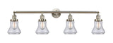 215-SN-G192 4-Light 42.25" Brushed Satin Nickel Bath Vanity Light - Clear Bellmont Glass - LED Bulb - Dimmensions: 42.25 x 7.625 x 10.5 - Glass Up or Down: Yes