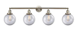 215-SN-G202-8 4-Light 44" Brushed Satin Nickel Bath Vanity Light - Clear Beacon Glass - LED Bulb - Dimmensions: 44 x 9.125 x 14.125 - Glass Up or Down: Yes