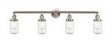 215-SN-G314 4-Light 43" Brushed Satin Nickel Bath Vanity Light - Seedy Dover Glass - LED Bulb - Dimmensions: 43 x 7.5 x 10.75 - Glass Up or Down: Yes