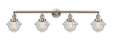 215-SN-G534 4-Light 46" Brushed Satin Nickel Bath Vanity Light - Seedy Small Oxford Glass - LED Bulb - Dimmensions: 46 x 9 x 10 - Glass Up or Down: Yes